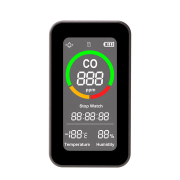 CAREFOR Portable Carbon Monoxide Detector,144HR Standby, Rechargeable 3-in-1 Air Quality CO Monitor CO Detector with Audible & Visual Alerts for Home, Car & Tent, High Lumen Flashlight for Travel & Camping